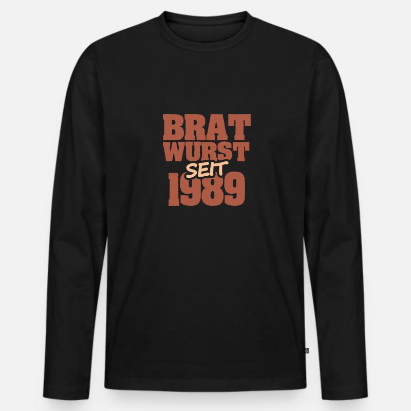 1989 - Männer Premium Bio Langarmshirt - Schwarz