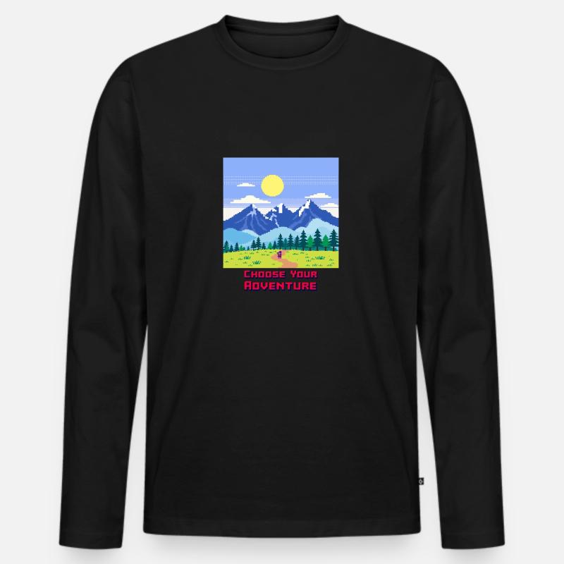 Retro Gaming Abenteuer - Männer Premium Bio Langarmshirt - Schwarz