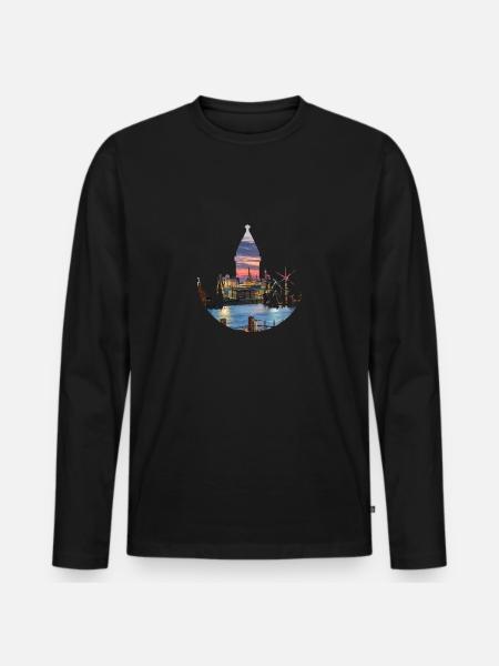 Hamborg - Premium økologisk langærmet T-shirt til mænd - sort
