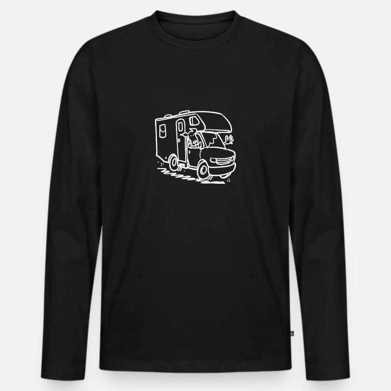 Wohnwagen mit hund - Männer Premium Bio Langarmshirt - Schwarz