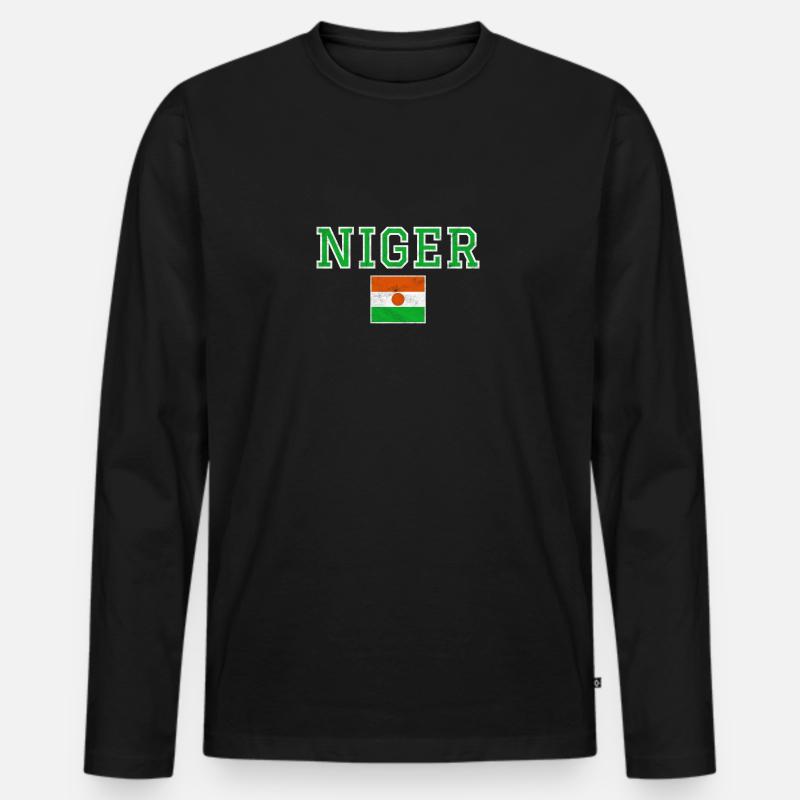 Niger - Männer Premium Bio Langarmshirt - Schwarz