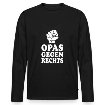 Opas gegen rechts - Männer Premium Bio Langarmshirt - Schwarz - Vorne - Nico (187cm)