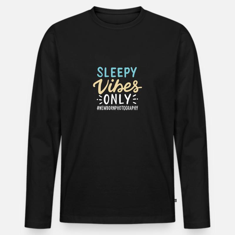 Sleepy Vibes Only - Männer Premium Bio Langarmshirt - Schwarz