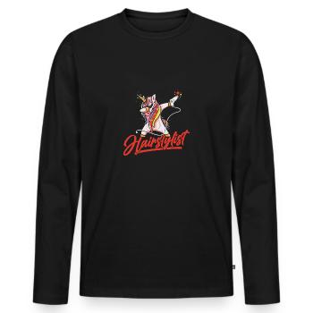 Coiffeur Coiffeur Cadeau Coiffeur Licorne Cheveux - T-shirt manches longues Premium bio Homme - noir - Devant - Nico (187cm)