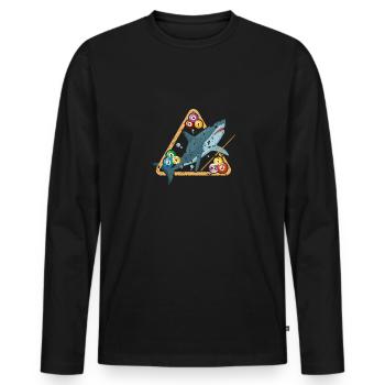 Hai beim Billardspielen - Männer Premium Bio Langarmshirt - Schwarz - Vorne - Nico (187cm)