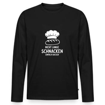 Nicht lange schnacken einfach backen. Bäckermütze - Männer Premium Bio Langarmshirt - Schwarz - Vorne - Nico (187cm)