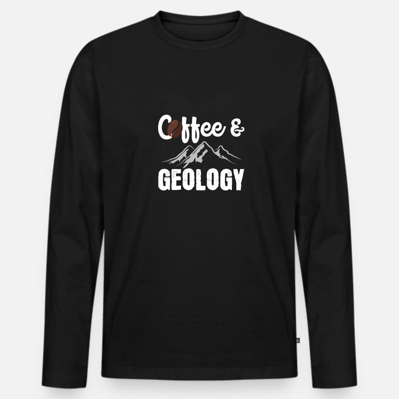 Kaffee und Geologie - Männer Premium Bio Langarmshirt - Schwarz