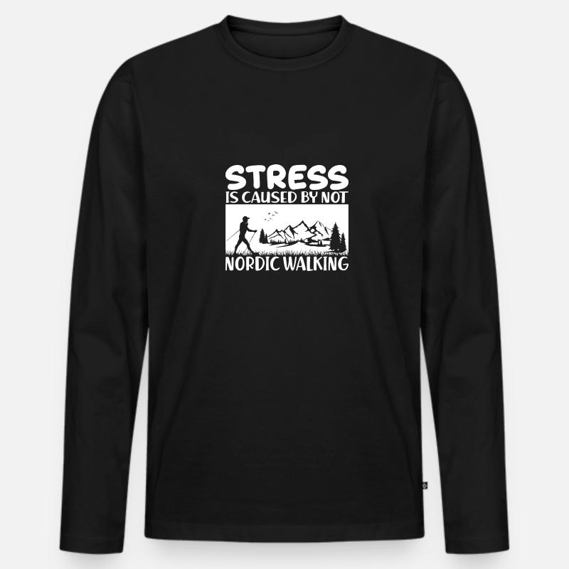 Nordic Walking - Männer Premium Bio Langarmshirt - Schwarz