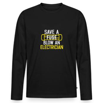 Eine Sicherung retten Einen Elektriker durchbrenne - Männer Premium Bio Langarmshirt - Schwarz - Vorne - Nico (187cm)