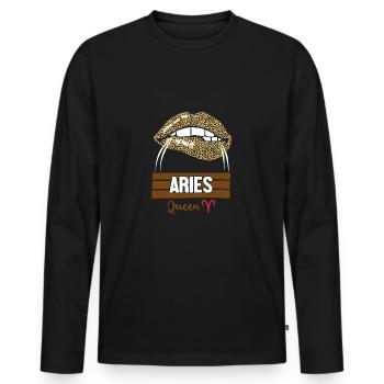 Sternzeichen Widder - Männer Premium Bio Langarmshirt - Schwarz - Vorne - Nico (187cm)