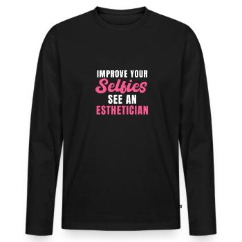 Verbessern Sie Ihre Selfies bei einer Kosmetikerin - Männer Premium Bio Langarmshirt - Schwarz - Vorne - Nico (187cm)