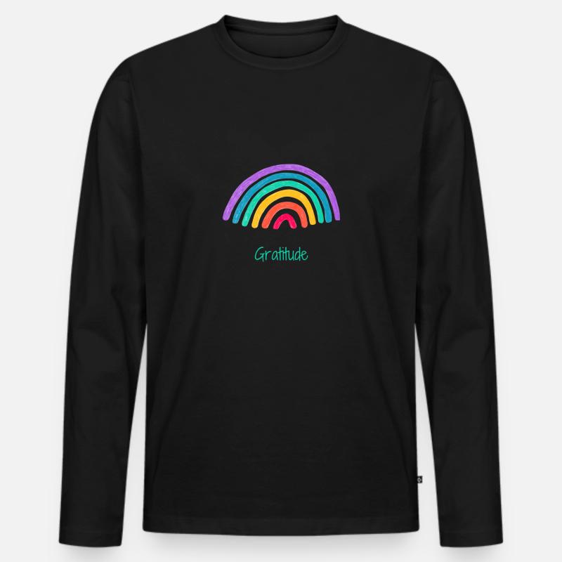 Dankbarkeit Regenbogen - Männer Premium Bio Langarmshirt - Schwarz