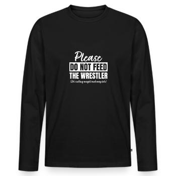 Bitte füttern Sie den Wrestler nicht - Männer Premium Bio Langarmshirt - Schwarz - Vorne - Nico (187cm)