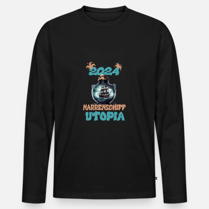 2024, Narrenschiff Utopia - Männer Premium Bio Langarmshirt - Schwarz