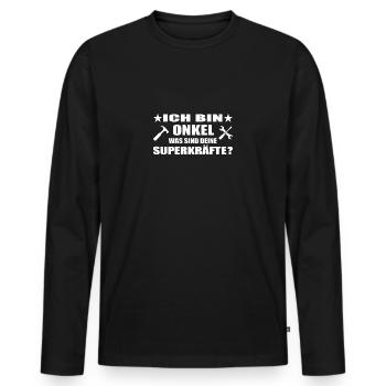 Onkel - Männer Premium Bio Langarmshirt - Schwarz - Vorne - Nico (187cm)