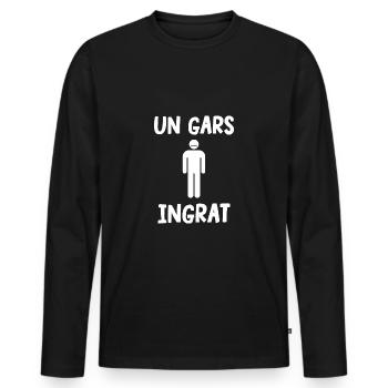 un gars ingrat - T-shirt manches longues Premium bio Homme - noir - Devant - Nico (187cm)