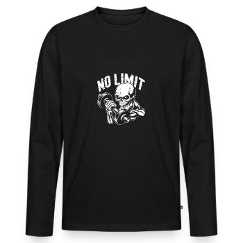Bodybuilding Skull Workout and No Limit - Männer Premium Bio Langarmshirt - Schwarz - Vorne - Nico (187cm)