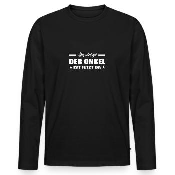 Onkel - Männer Premium Bio Langarmshirt - Schwarz - Vorne - Nico (187cm)