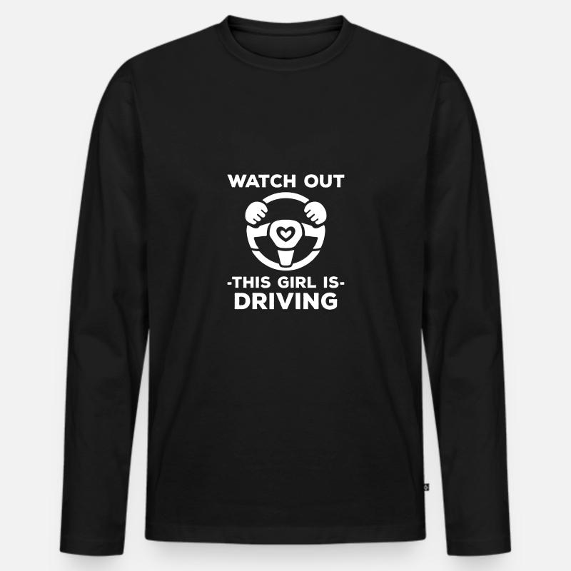 Führerschein Mädchen - Männer Premium Bio Langarmshirt - Schwarz