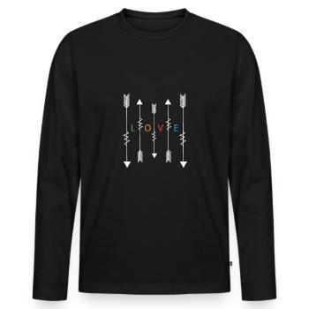 Amour de tir à l'arc - T-shirt manches longues Premium bio Homme - noir - Devant - Nico (187cm)