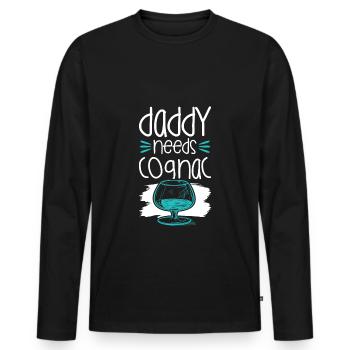 cognac papa drink - Männer Premium Bio Langarmshirt - Schwarz - Vorne - Nico (187cm)
