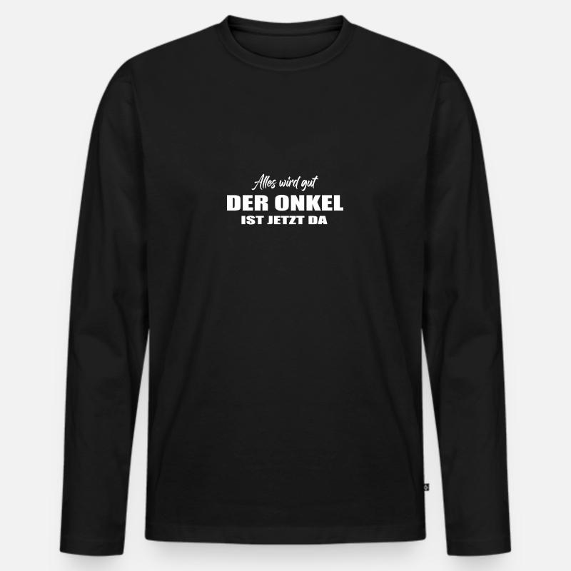 Onkel - Männer Premium Bio Langarmshirt - Schwarz