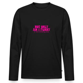 Retro not only am i funny i love drinking too - Männer Premium Bio Langarmshirt - Schwarz - Vorne - Nico (187cm)