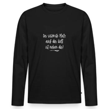 Der schönste Platz auf der Welt ist neben dir! - Männer Premium Bio Langarmshirt - Schwarz - Vorne - Nico (187cm)