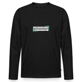 Shenanigans Coordinator Saint Patrick's Day - Men's Premium Organic Long Sleeve Shirt - black - Front - Nico (187cm)