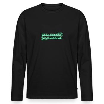 Shenanigans Coordinator Saint Patrick's Day - Men's Premium Organic Long Sleeve Shirt - black - Front - Nico (187cm)