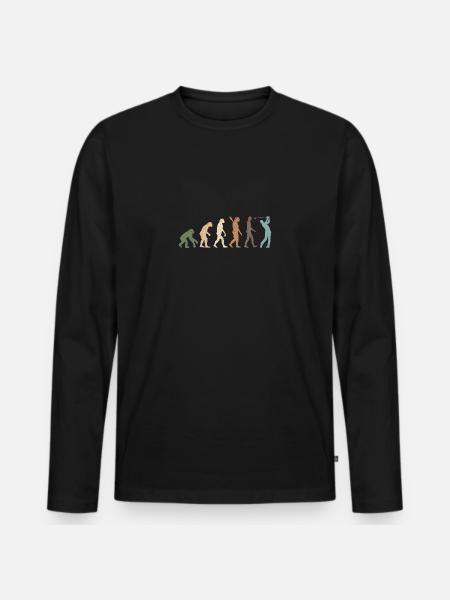 Funny Retro Evolution Of Man Golf - Men's Premium Organic Long Sleeve Shirt - black