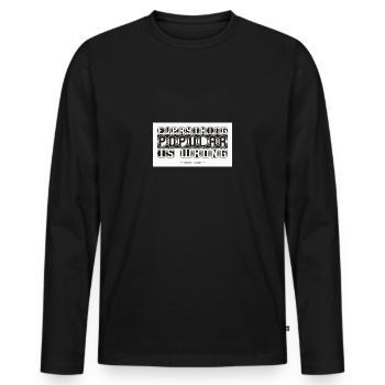 Everything popular is wrong 01 I Oscar Wilde Zitat - Männer Premium Bio Langarmshirt - Schwarz - Vorne - Nico (187cm)