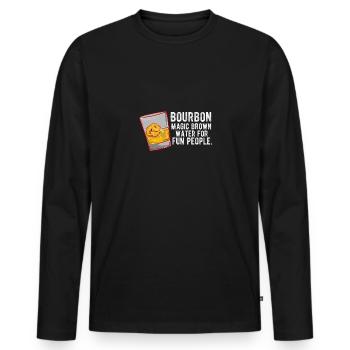 Bourbon - Magic Brown Water - Männer Premium Bio Langarmshirt - Schwarz - Vorne - Nico (187cm)