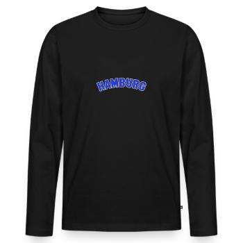 Hamburg College Capital Tourist Germany - Männer Premium Bio Langarmshirt - Schwarz - Vorne - Nico (187cm)