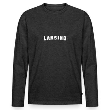 Lansing, Michigan, MI, Athletic, États-Unis - T-shirt manches longues Premium bio Homme - anthracite chiné - Devant - Nico (187cm)