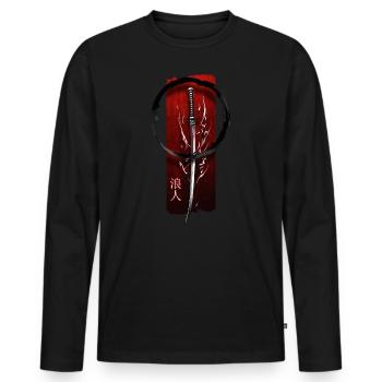 vagabond : Épée Katana avec Inscri 'Ronin' - T-shirt manches longues Premium bio Homme - noir - Devant - Nico (187cm)