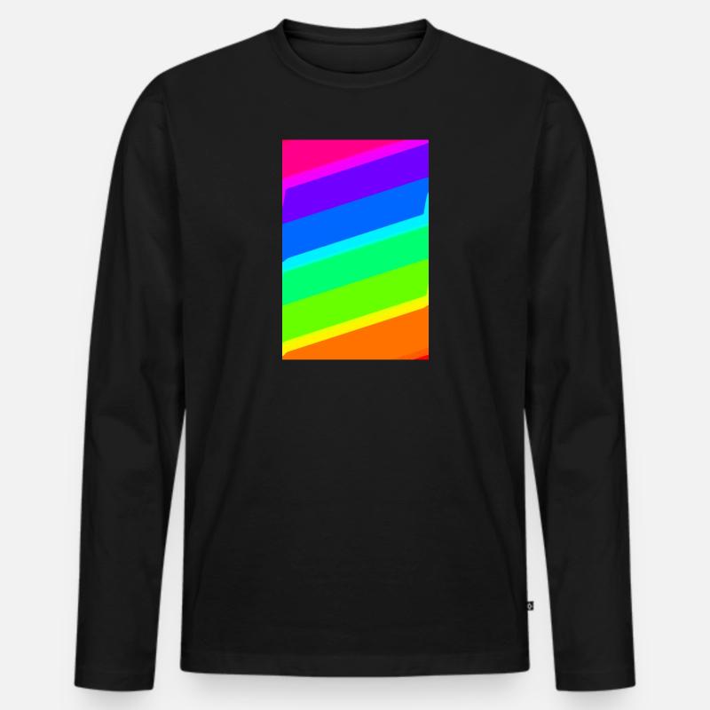 Farbverlauf | Regenbogenfarben | Muster - Männer Premium Bio Langarmshirt - Schwarz