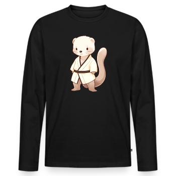 Judo Mongoose - Men's Premium Organic Long Sleeve Shirt - black - Front - Nico (187cm)