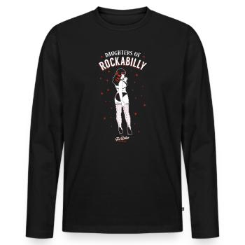 Daughters of Rockabilly - Männer Premium Bio Langarmshirt - Schwarz - Vorne - Nico (187cm)
