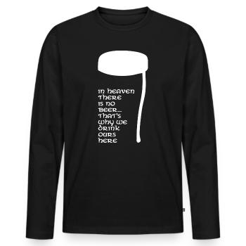 In Heaven there is no beer - Men's Premium Organic Long Sleeve Shirt - black - Front - Nico (187cm)