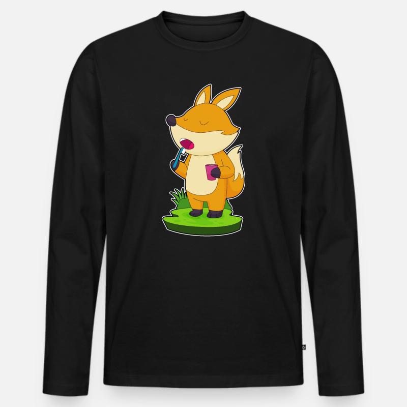 Fuchs Zahnbürste - Männer Premium Bio Langarmshirt - Schwarz
