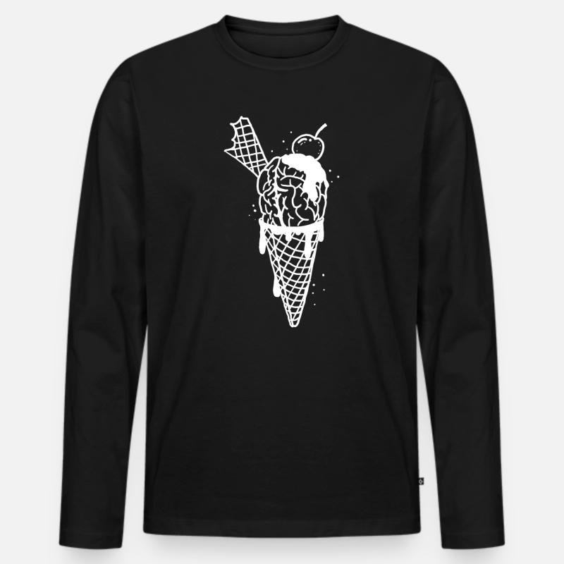 Brainfood 3 Invert - Männer Premium Bio Langarmshirt - Schwarz