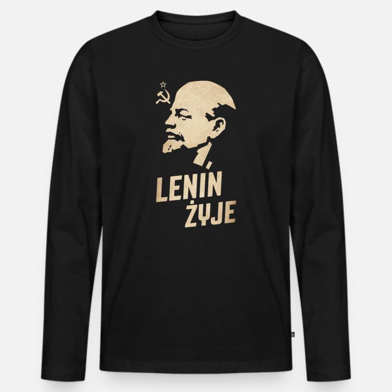 Lenin lebt - Männer Premium Bio Langarmshirt - Schwarz