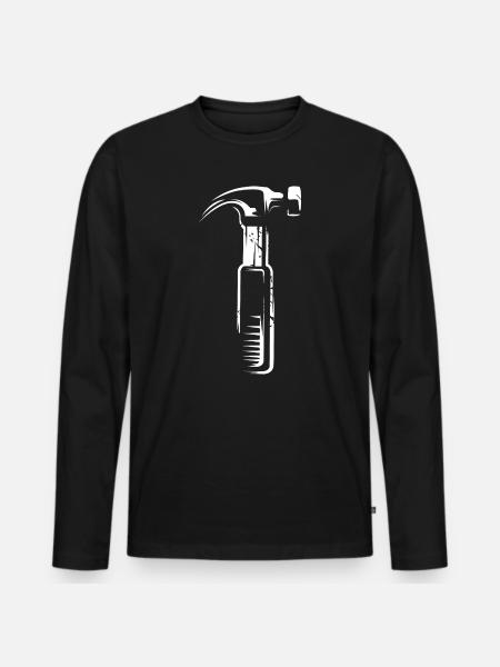 Hammer mit Scratch Effekt - Werkzeuge Handwerker - Männer Premium Bio Langarmshirt - Schwarz