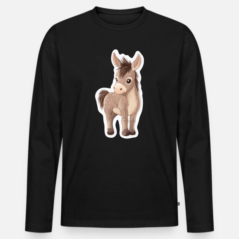 Esel - Männer Premium Bio Langarmshirt - Schwarz