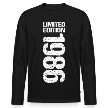 Édition limitée 1986 40e anniversaire - T-shirt manches longues Premium bio Homme - noir - Devant - Nico (187cm)