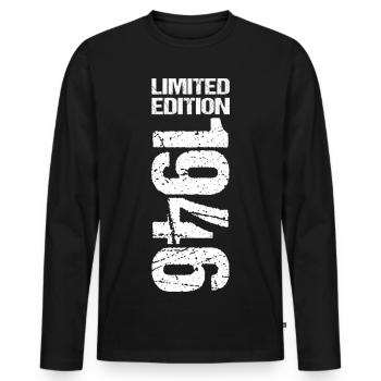 80e anniversaire Né en 1946 - T-shirt manches longues Premium bio Homme - noir - Devant - Nico (187cm)