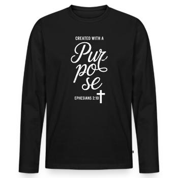 Mit einem reinen Zweck erschaffen - Männer Premium Bio Langarmshirt - Schwarz - Vorne - Nico (187cm)