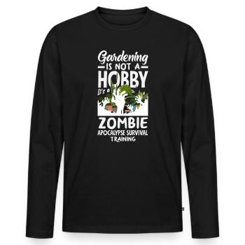 Cadeaux pour les jardins et les amoureux des plantes - T-shirt manches longues Premium bio Homme - noir - Devant - Nico (187cm)