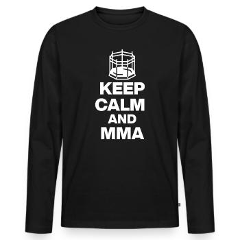 RESTE CALME ET MMA, COMBAT DANS L’OCTOGONE ! NÉANDERTALIENS - T-shirt manches longues Premium bio Homme - noir - Devant - Nico (187cm)